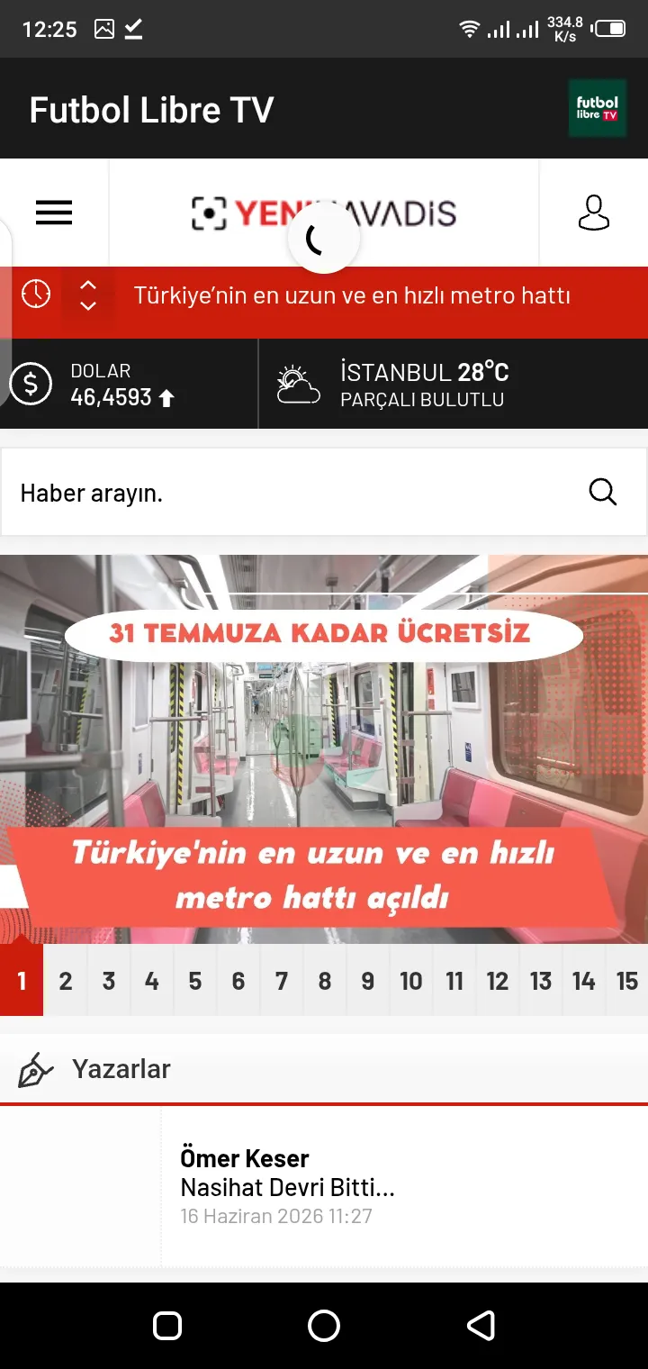Screenshot of Futbol Libre 2 home screen with football content categories